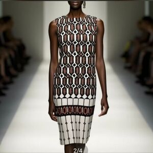 African Motif Print Sheath Dress, 8P